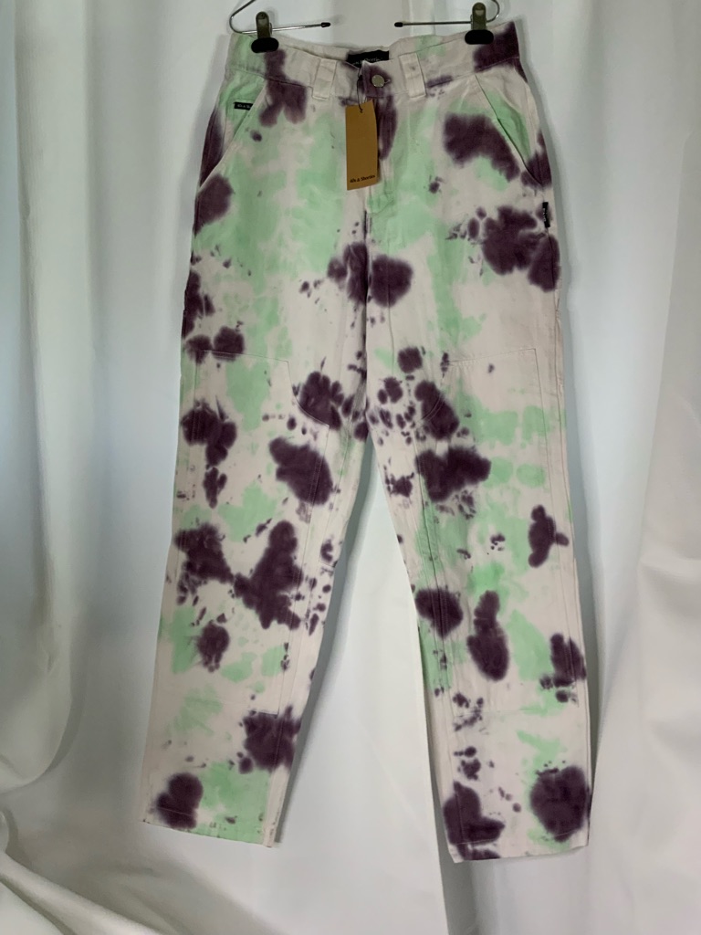 Tie-Dye Straight Leg Pants In Mint & Purple